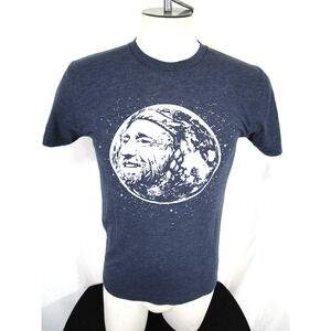 Willie Nelson's Face On The Moon Blue T Shirt Adult Size S